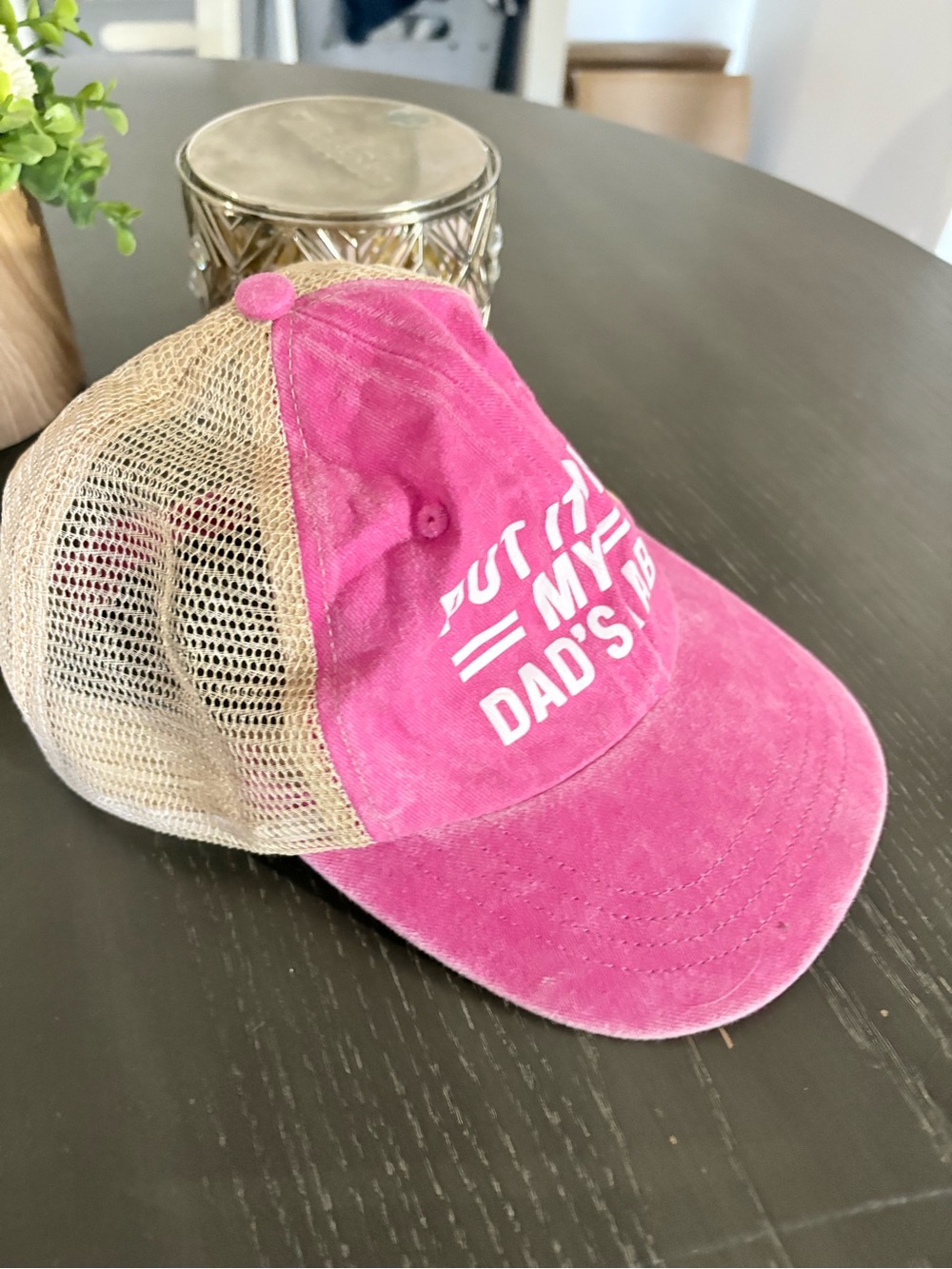 Amazon Pink and Tan Mesh Back Trucker Hat